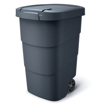 Popolnica Prosperplast Wheeler 95 l antracit, čierne veko