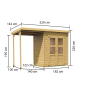 drevený domček KARIBU MERSEBURG 2 + prístavok 144 cm (68762) natur