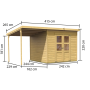 drevený domček KARIBU MERSEBURG 6 + prístavok 166 cm (73067) natur