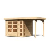 drevený domček KARIBU KERKO 3 + prístavok 150 cm (23507) natur LG2950