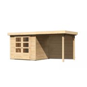 drevený domček KARIBU ASKOLA 3 + prístavok 240 cm vrátane zadnej steny (9170) natur LG3231