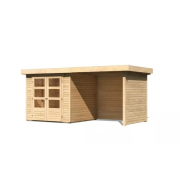 drevený domček KARIBU ASKOLA 2 + prístavok 240 cm vrátane zadnej a bočnej steny (77722) natur LG3213