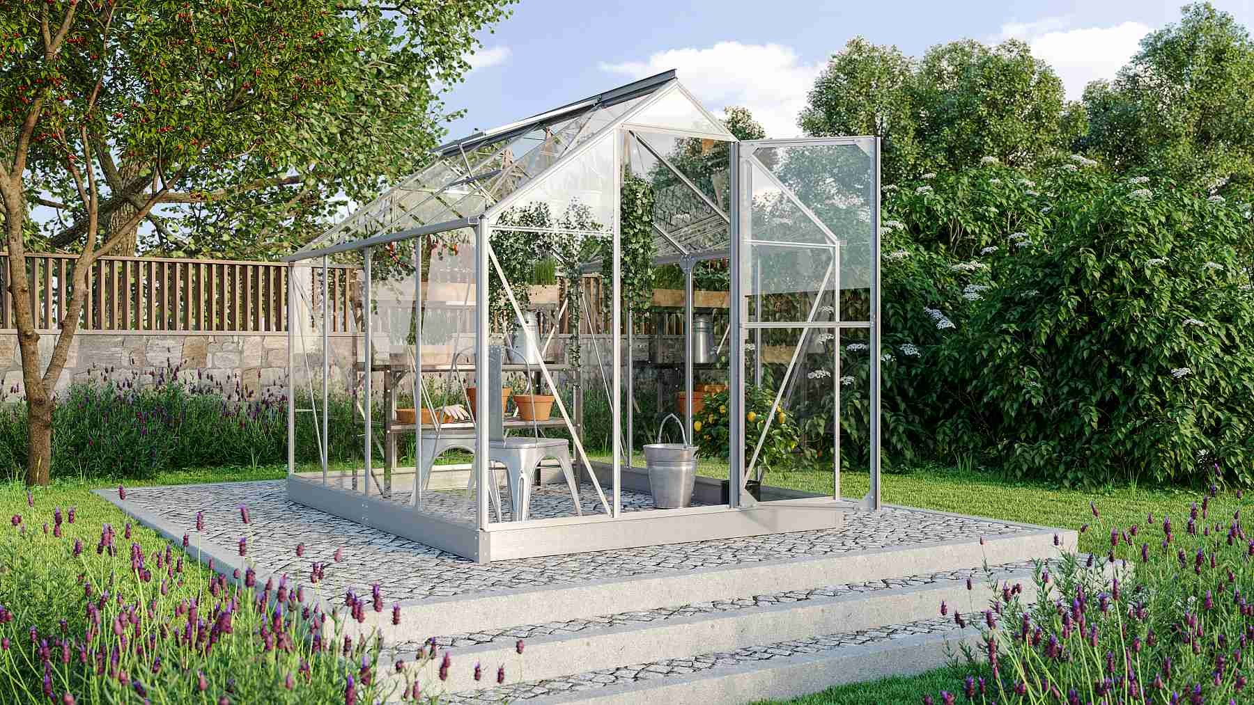 VITAVIA GARDEN skleník VITAVIA TRITON 5000 číre sklo 3 mm strieborný LG3673