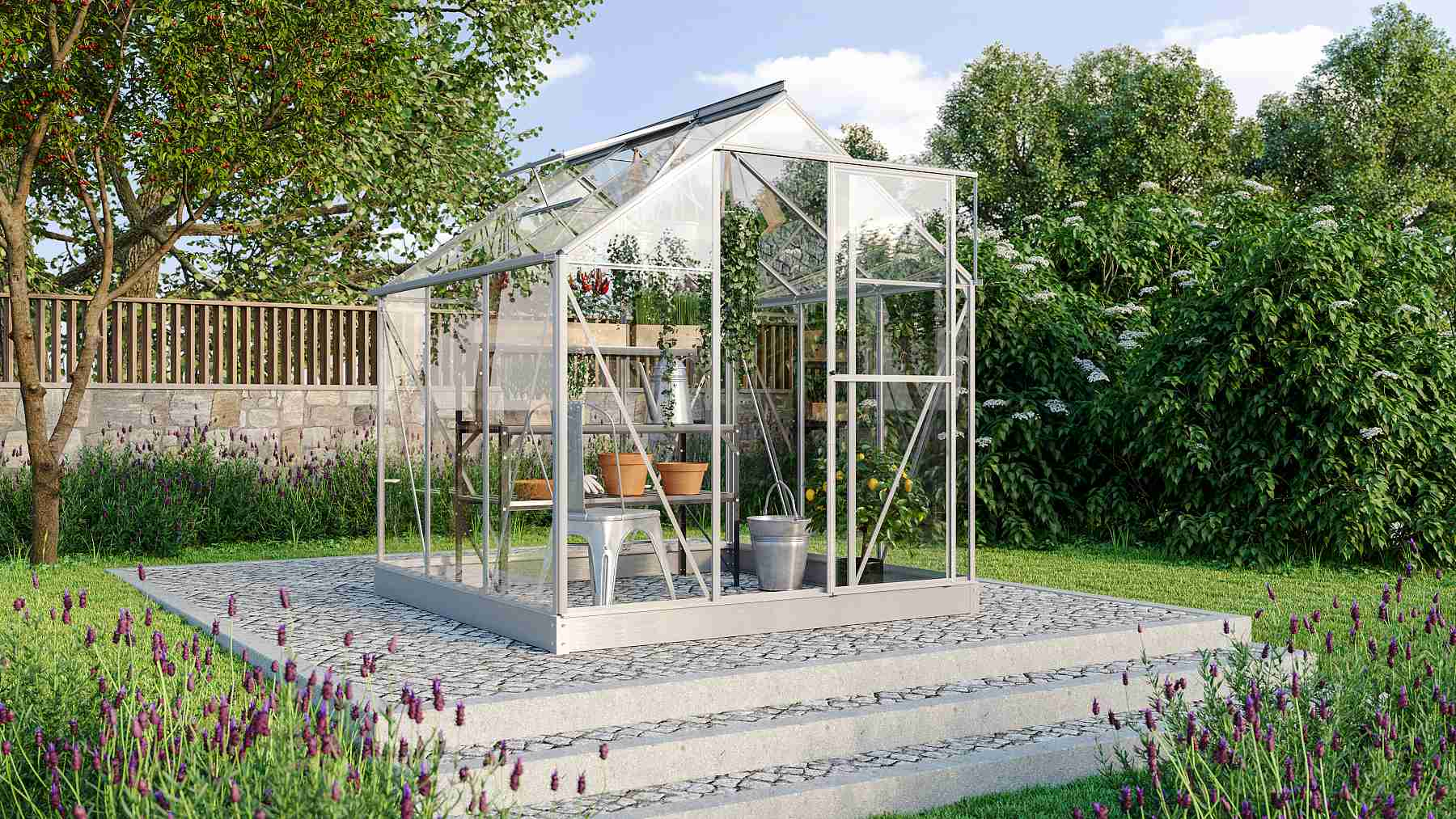 VITAVIA GARDEN skleník VITAVIA TRITON 3800 číre sklo 3 mm strieborný LG3663