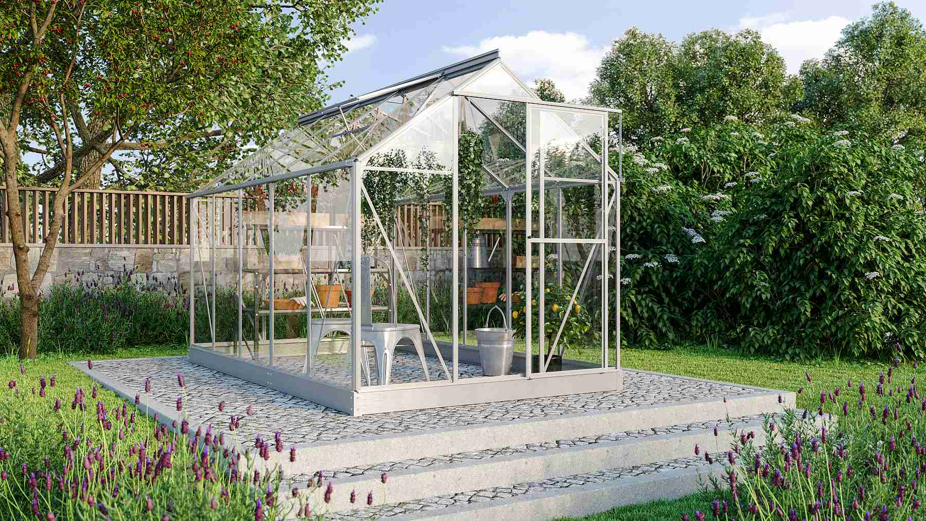 VITAVIA GARDEN skleník VITAVIA TRITON 6200 číre sklo 3 mm strieborný LG3687