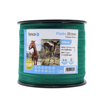 Páska pre elektrický ohradník, šírka 20 mm, zelená, dĺžka 200 m