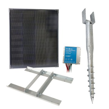 Základná sada solárne napájanie ohradníka, panel 40 W, držiak zemný vrut, konzola, regulátor 10 A