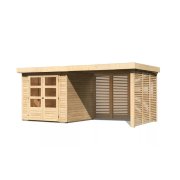 drevený domček KARIBU ASKOLA 2 + prístavok 280 cm vrátane zadnej a bočnej steny (9169) natur LG3225