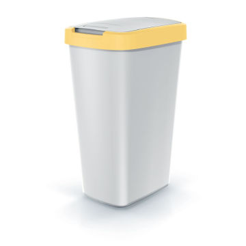 Odpadkový koš COMPACTA Q FLAP popelavý se světle žlutým víkem, objem 45l