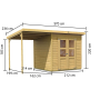 drevený domček KARIBU MERSEBURG 4 + prístavok 166 cm (14439) SET