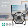 Ventilátor Nedis FNDK1BK10 stolní USB, 10 cm, 2,5 W, kovový, černý