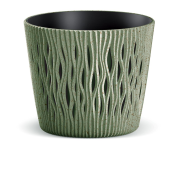 Květináč SANDY ROUND ECO WOOD 12,8 cm - barva: zelená ECO