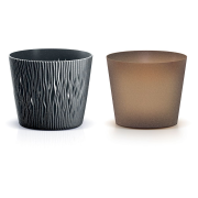 Květináč SANDY ROUND ECO WOOD 12,8 cm - barva: antracit ECO