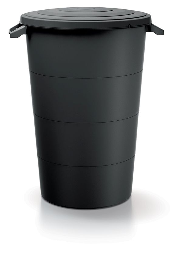 Plastová nádoba s úchytmi SMOOTH 160 l - farba: recyklovaná čierna