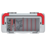 Kufr na nářadí s kov. držadlem a zámky EVO 476x260x256 mm (přepážky) - barva: červená