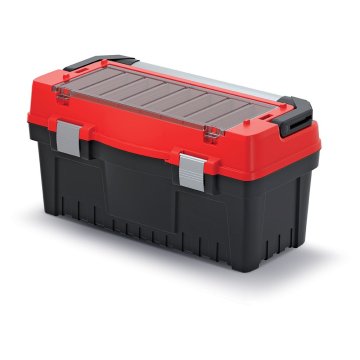Kufr na nářadí s kov. držadlem a zámky EVO 594x288x308 mm (přepážky) - barva: červená