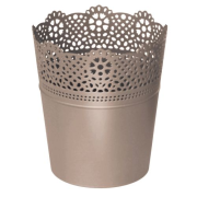 Květináč s krajkou LACE 11,2 cm - barva: mocca