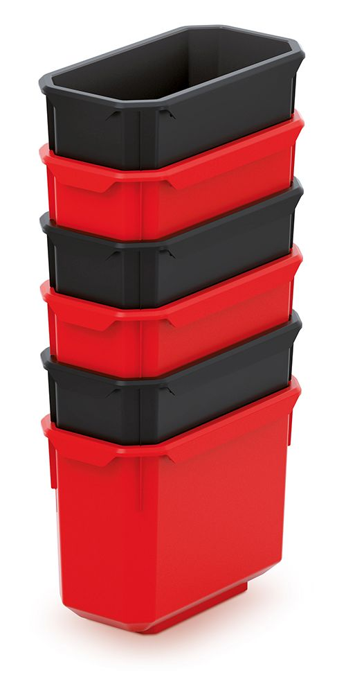 Súprava 6 plastových boxov na náradie X BLOCK BOX 140x75x280 mm - farba: čierna/červená