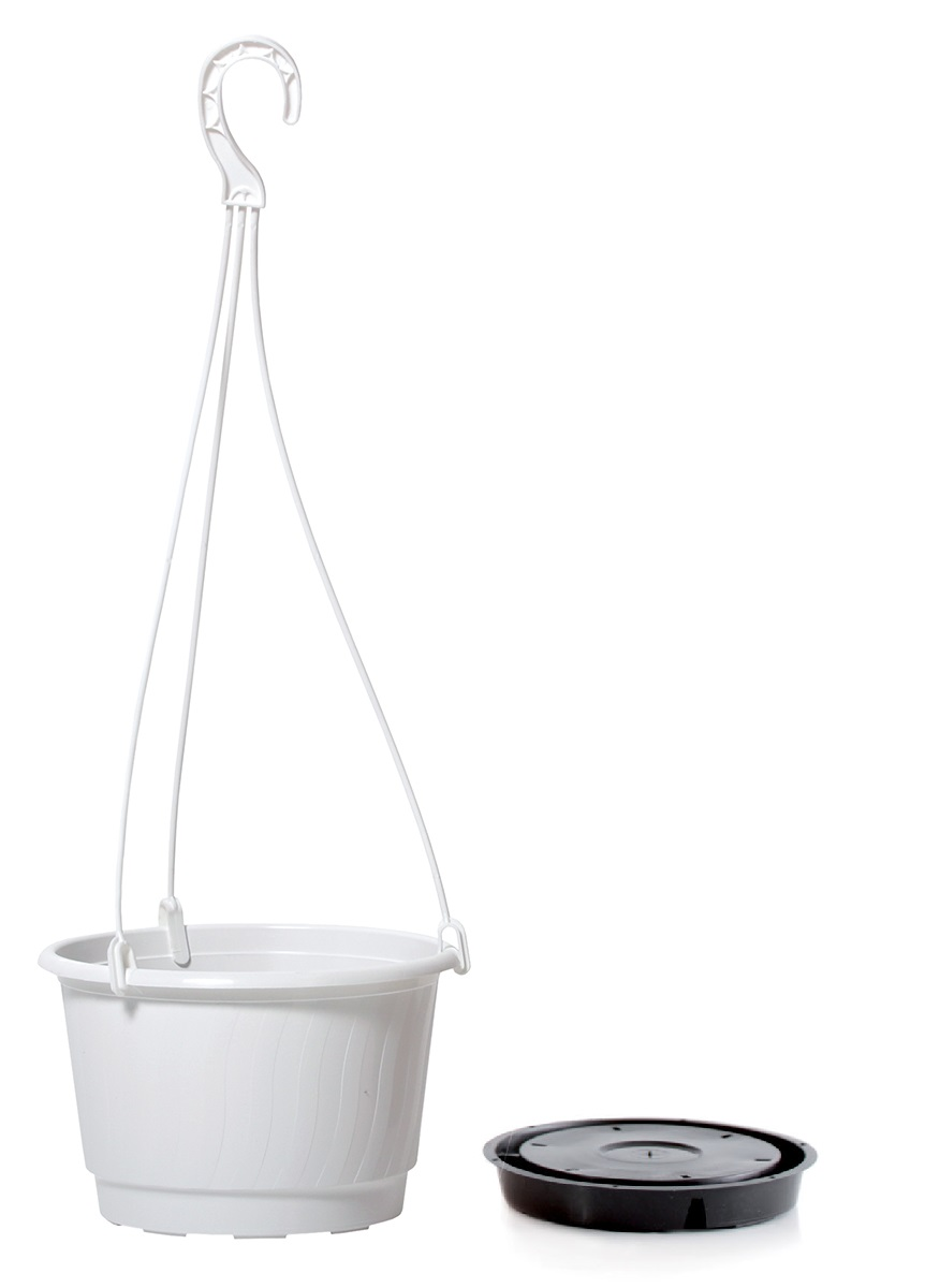 Kvetináč závesný PRO s hákom a vkladom 21 cm - farba: biela
