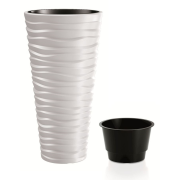 Květináč SAND SLIM s vkladem 39 cm - barva: bílá