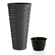 Květináč SAND SLIM s vkladem 34,9 cm - barva: antracit