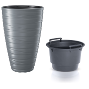 Květináč vysoký s vkladem MAZE 37,5 cm - barva: šedý kámen