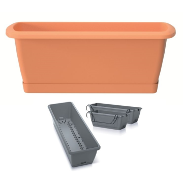 Truhlík se zavlažov. systémem a držákem RESPANA EASYCARE 59,3 cm - barva: terakota
