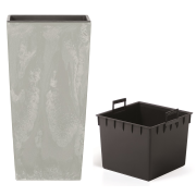Květináč URBI SQUARE BETON EFFECT s vkladem 32,5 cm - barva: šedá