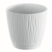 Květináč SANDY P s miskou 18,8 cm - barva: bílá