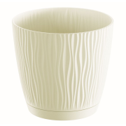 Květináč SANDY P s miskou 14,9 cm - barva: krémová