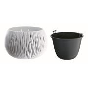 Květináč SANDY BOWL  s vkladem 37 cm - barva: bílá
