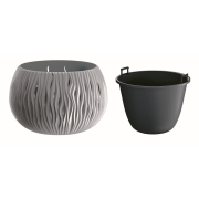 Květináč SANDY BOWL s vkladem 29 cm - barva: šedý kámen