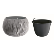 Květináč SANDY BOWL s vkladem 37 cm - barva: šedý kámen