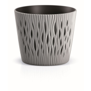 Květináč SANDY ROUND s vkladem 12,8 cm - barva: šedý kámen