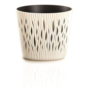 Květináč SANDY ROUND s vkladem 18,9 cm - barva: krémová