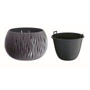 Květináč SANDY BOWL s vkladem 37 cm - barva: antracit