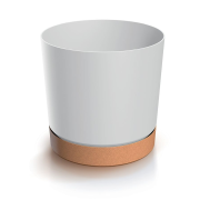 Květináč TUBO PM s miskou 23,9 cm - barva: bílá/naturo ECO