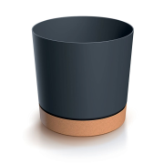 Květináč TUBO PM s miskou 19,9 cm - barva: antracit/naturo ECO