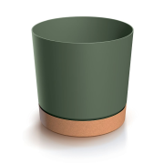 Květináč TUBO PM s miskou 19,9 cm - barva: tmavě zelená/naturo ECO
