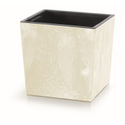 Květináč URBI SQUARE LOW BETON EFFECT s vkladem 24 cm - barva: písková