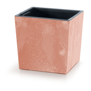 Květináč URBI SQUARE LOW BETON EFFECT s vkladem 24 cm - barva: terakota