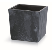 Květináč URBI SQUARE LOW BETON EFFECT s vkladem 24 cm - barva: antracit