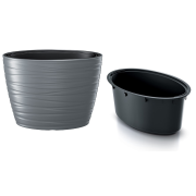 Květináč MAZE oválný s vkladem 58,5 cm - barva: šedý kámen
