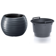 Květináč MAZE kulatý s vkladem 39,6 cm - barva: antracit