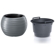 Květináč MAZE kulatý s vkladem 43,6 cm - barva: šedý kámen