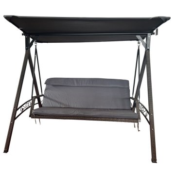 RATTAN zahradní houpačka HNĚDÁ