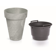 Květináč CUBE SLIM BETON EFFECT s vkladem 35,5 cm - barva: šedá