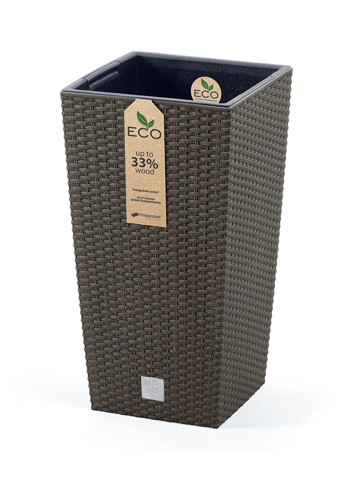 Kvetináč RATO SQUARE ECO WOOD s vkladom 20 cm - farba: káva ECO