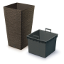 Květináč FURU SQUARE ECO WOOD s vkladem 20 cm - barva: káva ECO
