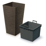 Květináč FURU SQUARE ECO WOOD s vkladem 39,5 cm - barva: káva ECO